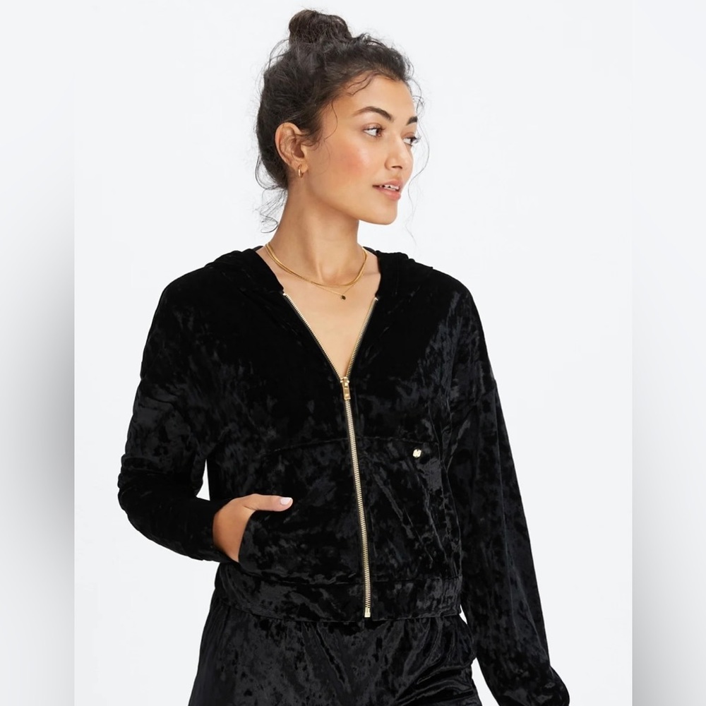(21.) Fabletics Velour Zip Up Hoodie